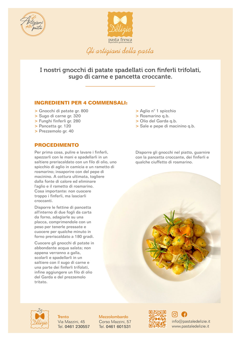 Gnocchi di patate con finferli 2022