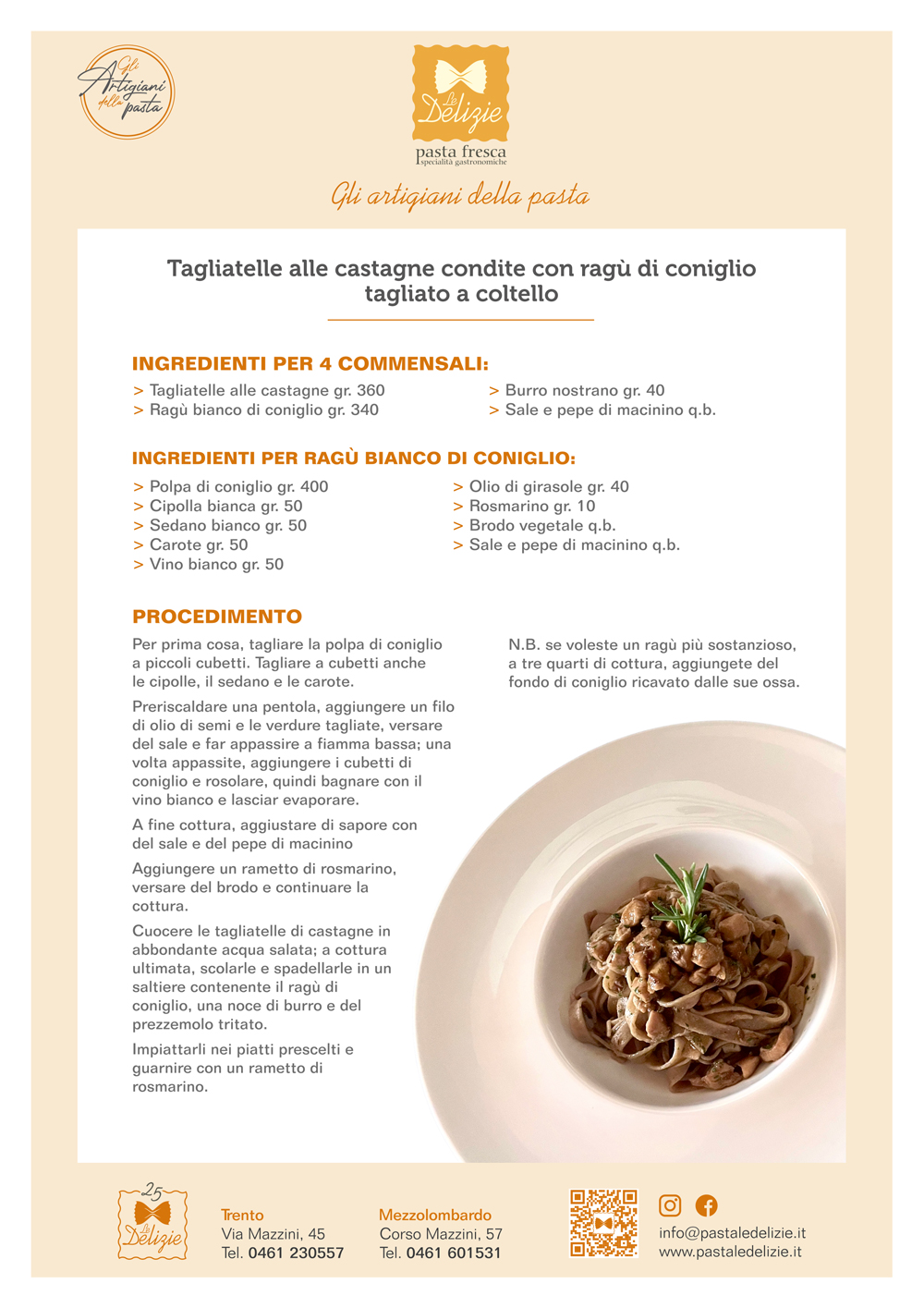 Tagliatelle alle castagne con ragù di coniglio ottobre 2023